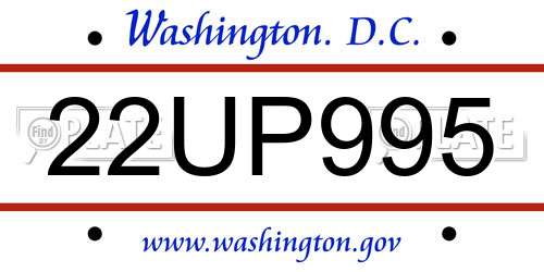 22UP995 District Of Columbia License Plate