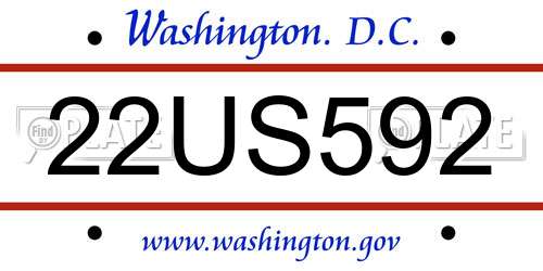 22US592 District Of Columbia License Plate