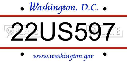 22US597 District Of Columbia License Plate