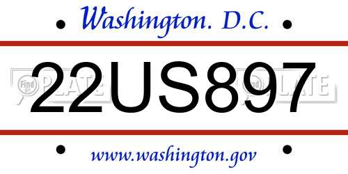 22US897 District Of Columbia License Plate