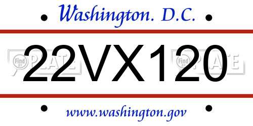 22VX120 District Of Columbia License Plate