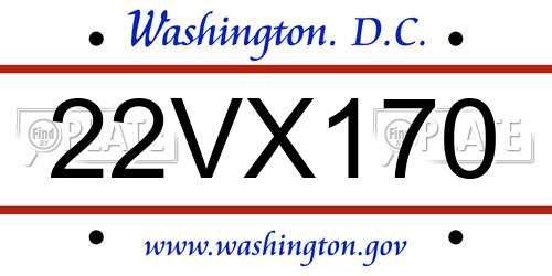 22VX170 District Of Columbia License Plate