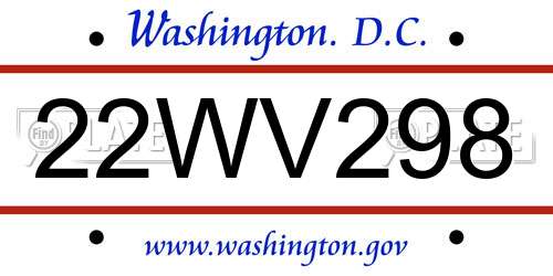 22WV298 District Of Columbia License Plate