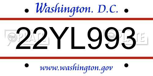 22YL993 District Of Columbia License Plate