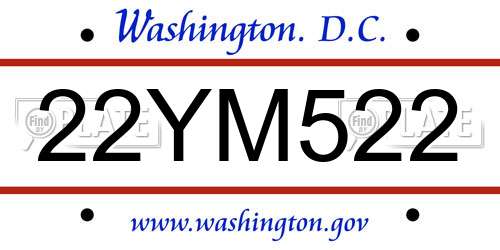 22YM522 District Of Columbia License Plate