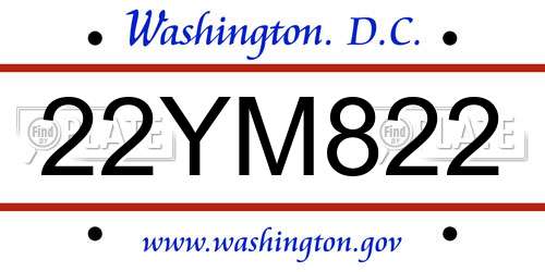 22YM822 District Of Columbia License Plate