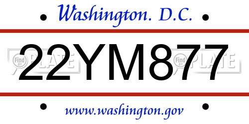 22YM877 District Of Columbia License Plate