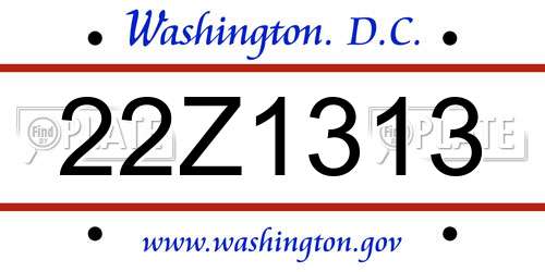 22Z1313 District Of Columbia License Plate