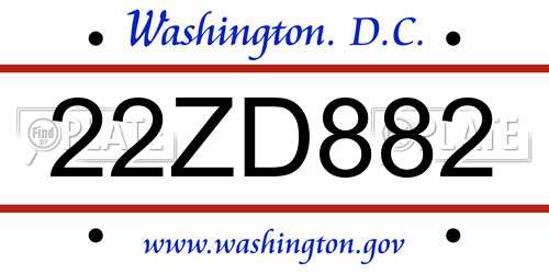22ZD882 District Of Columbia License Plate