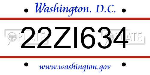 22ZI634 District Of Columbia License Plate