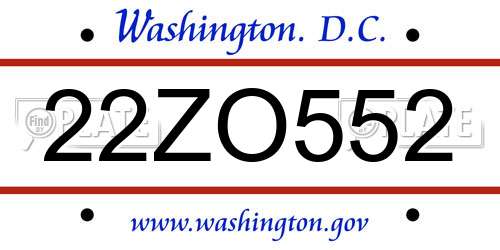 22ZO552 District Of Columbia License Plate