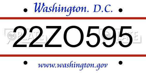 22ZO595 District Of Columbia License Plate