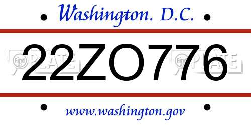 22ZO776 District Of Columbia License Plate