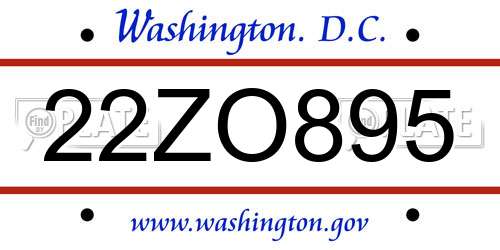 22ZO895 District Of Columbia License Plate