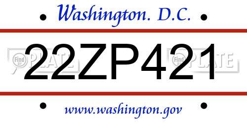 22ZP421 District Of Columbia License Plate