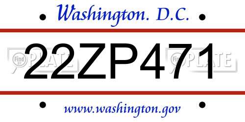 22ZP471 District Of Columbia License Plate