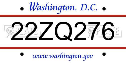 22ZQ276 District Of Columbia License Plate