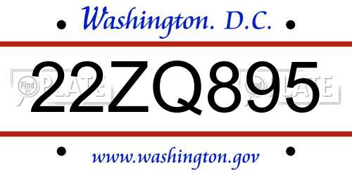 22ZQ895 District Of Columbia License Plate