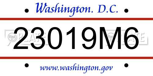 23019M6 District Of Columbia License Plate
