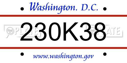 230K38 District Of Columbia License Plate