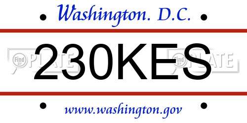 230KES District Of Columbia License Plate