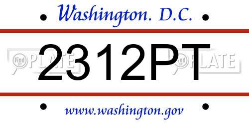 2312PT District Of Columbia License Plate