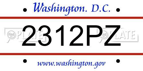 2312PZ District Of Columbia License Plate
