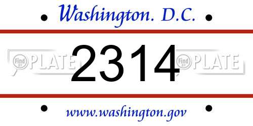2314 District Of Columbia License Plate