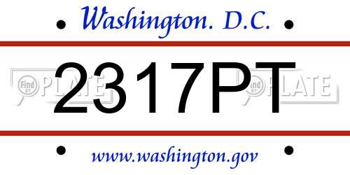 2317PT District Of Columbia License Plate