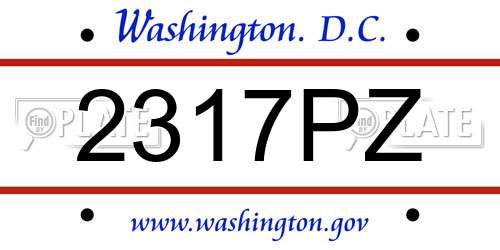 2317PZ District Of Columbia License Plate