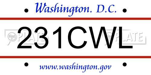 231CWL District Of Columbia License Plate