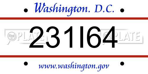 231I64 District Of Columbia License Plate