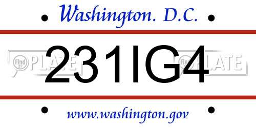 231IG4 District Of Columbia License Plate