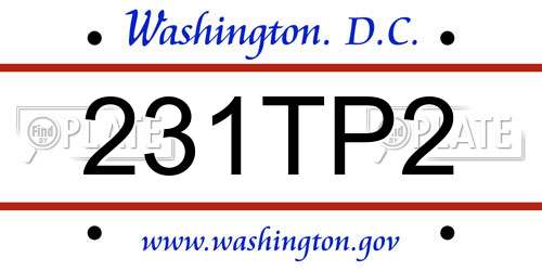 231TP2 District Of Columbia License Plate