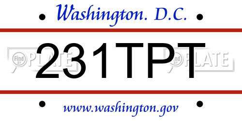 231TPT District Of Columbia License Plate