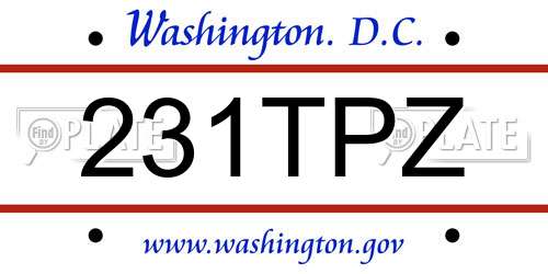 231TPZ District Of Columbia License Plate