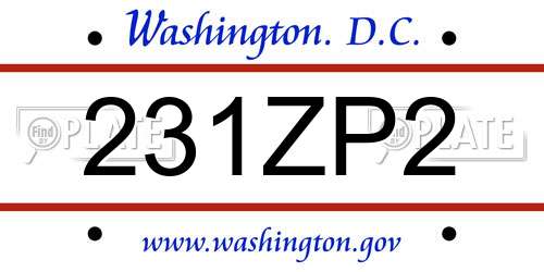231ZP2 District Of Columbia License Plate