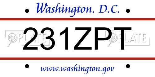 231ZPT District Of Columbia License Plate
