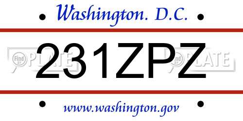 231ZPZ District Of Columbia License Plate