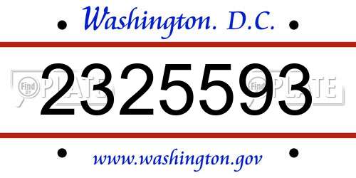 2325593 District Of Columbia License Plate