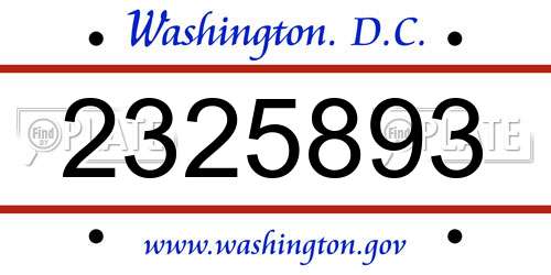 2325893 District Of Columbia License Plate
