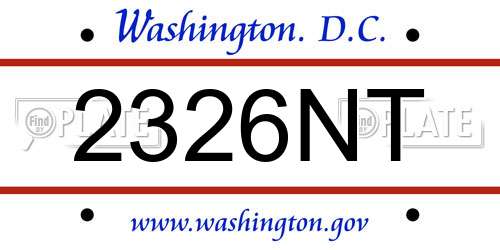 2326NT District Of Columbia License Plate