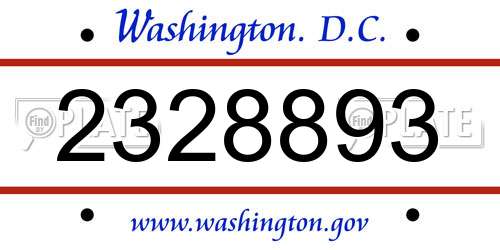 2328893 District Of Columbia License Plate