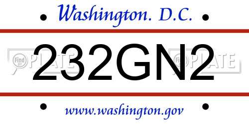 232GN2 District Of Columbia License Plate