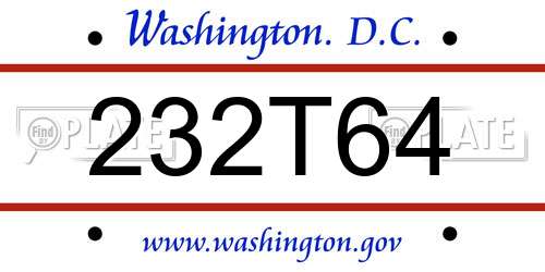 232T64 District Of Columbia License Plate