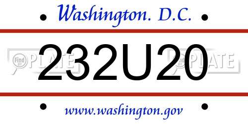 232U20 District Of Columbia License Plate