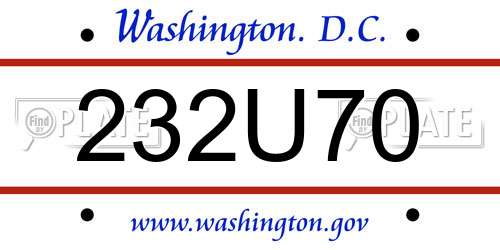 232U70 District Of Columbia License Plate