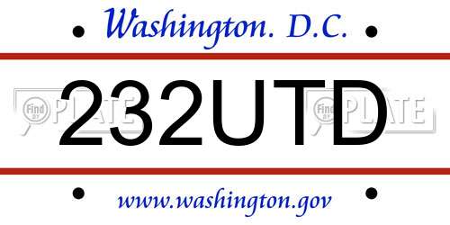 232UTD District Of Columbia License Plate