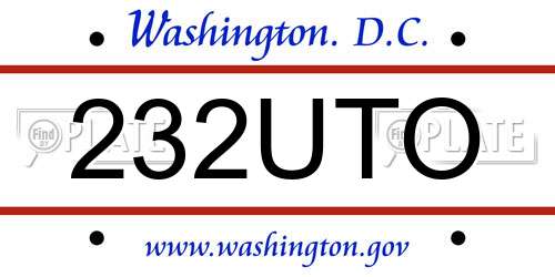 232UTO District Of Columbia License Plate