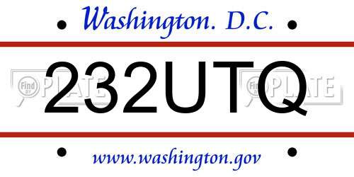232UTQ District Of Columbia License Plate